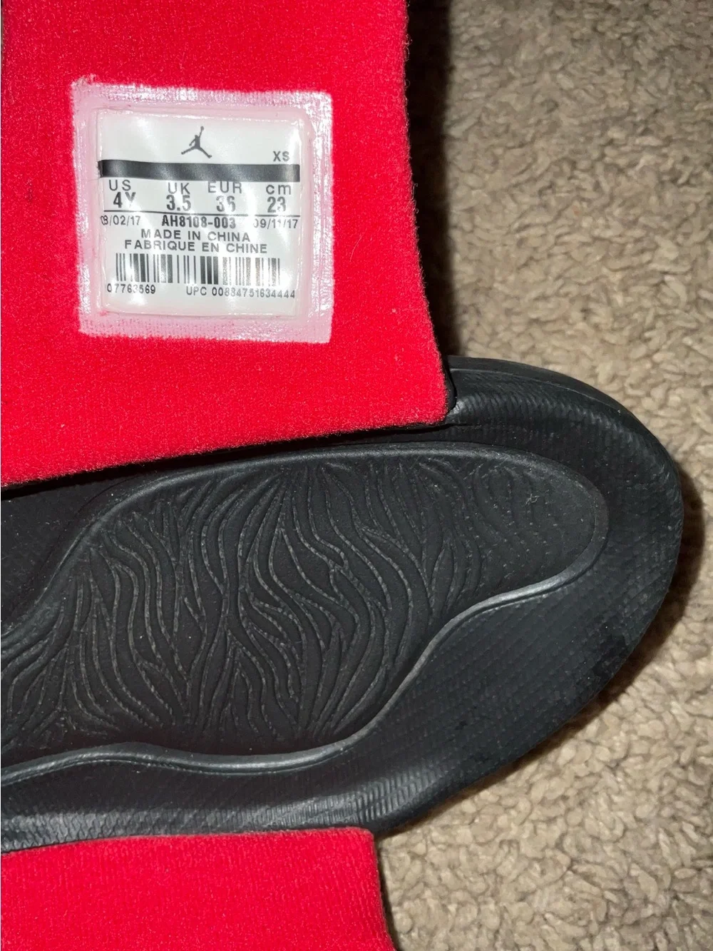 Jordan Red and Black Slide Sandals with Jumpman Patch